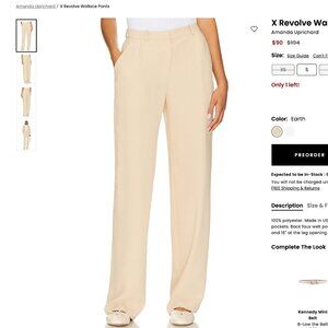 NWOT - Amanda Uprichard x Revolve Wallace Trouser Pants-sz M -tan Earth color